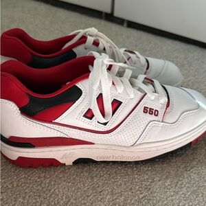 New Balance 550 White and Red Sneakers